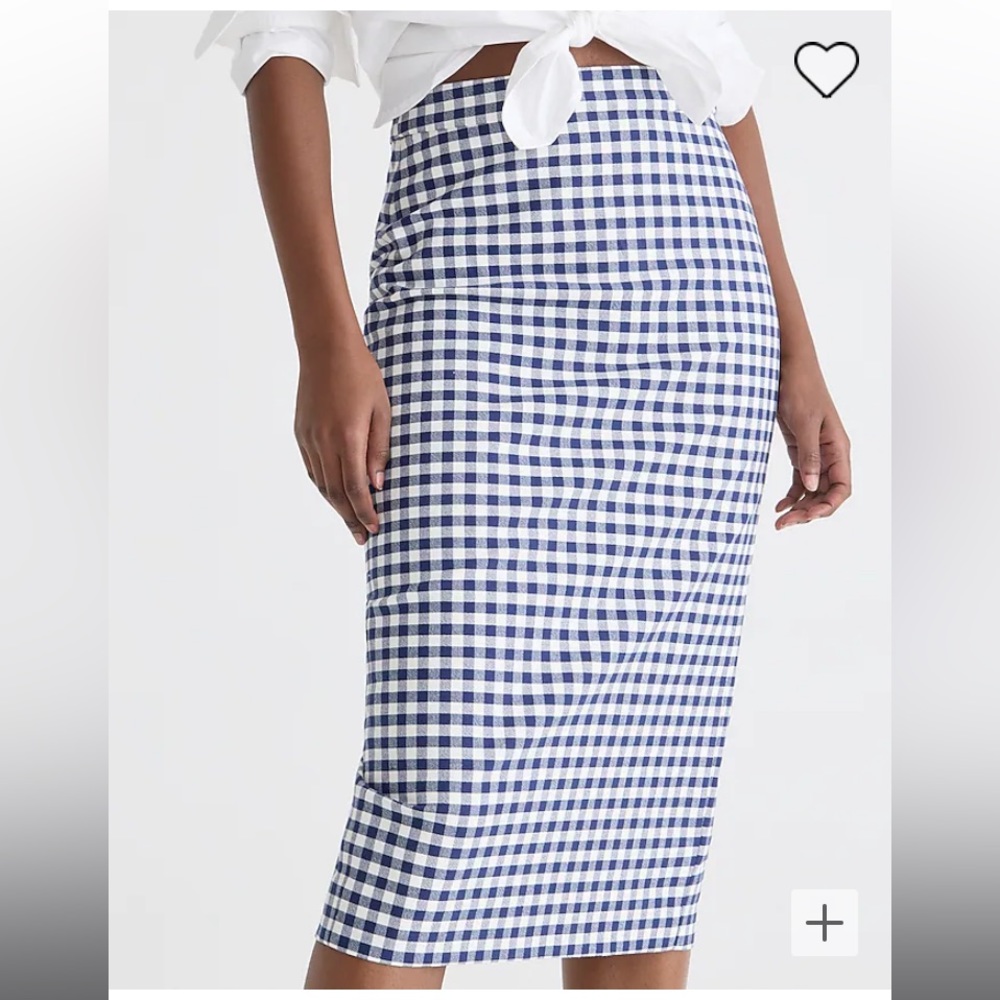 J.Crew No. 3 Pencil skirt in gingham bi-stretch cotton-BR351-DARK EVENING-NWT